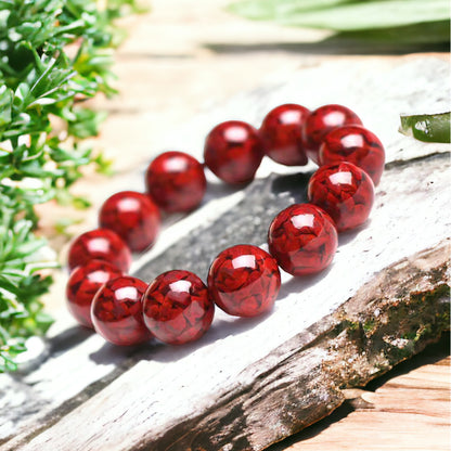 Natural High-Grade Raw Ore Cinnabar Bead Bracelet - Lukcy, Wealth