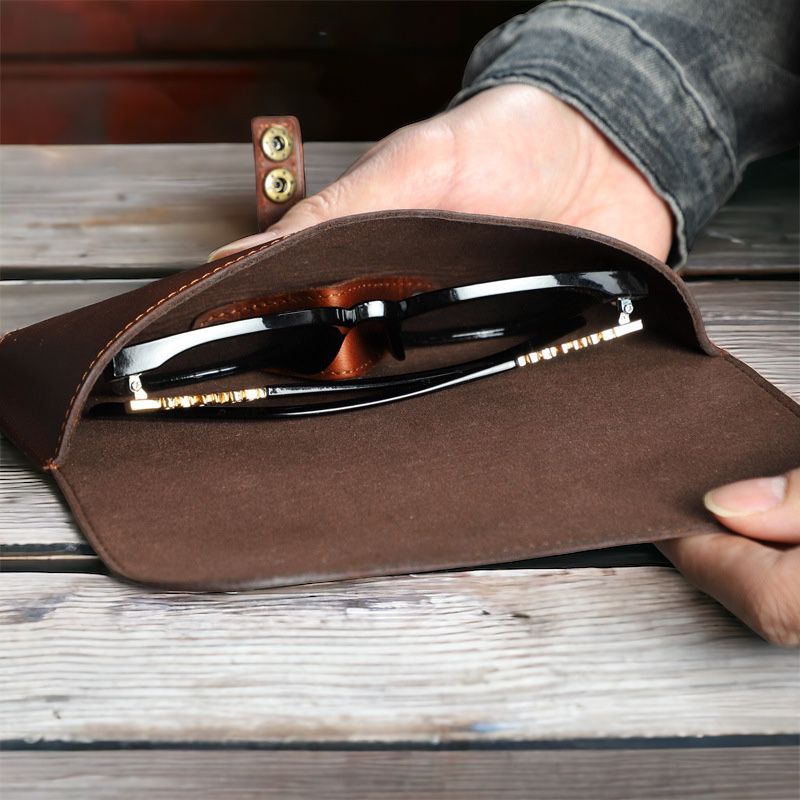 Genuine Leather Sunglasses Storage Case