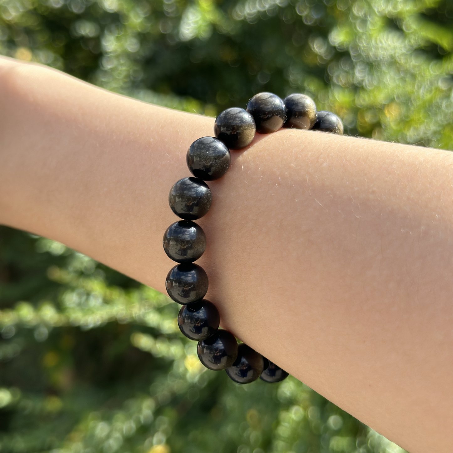 Natural 7A+ Golden Obsidian Bracelet with Cat's Eye Effect  - Prosperity, Protection