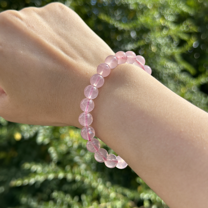 Natural 7A+ Pink Crystal Quartz Beads Bracelet - Love