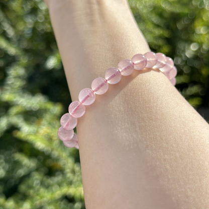 Natural 7A+ Pink Crystal Quartz Beads Bracelet - Love