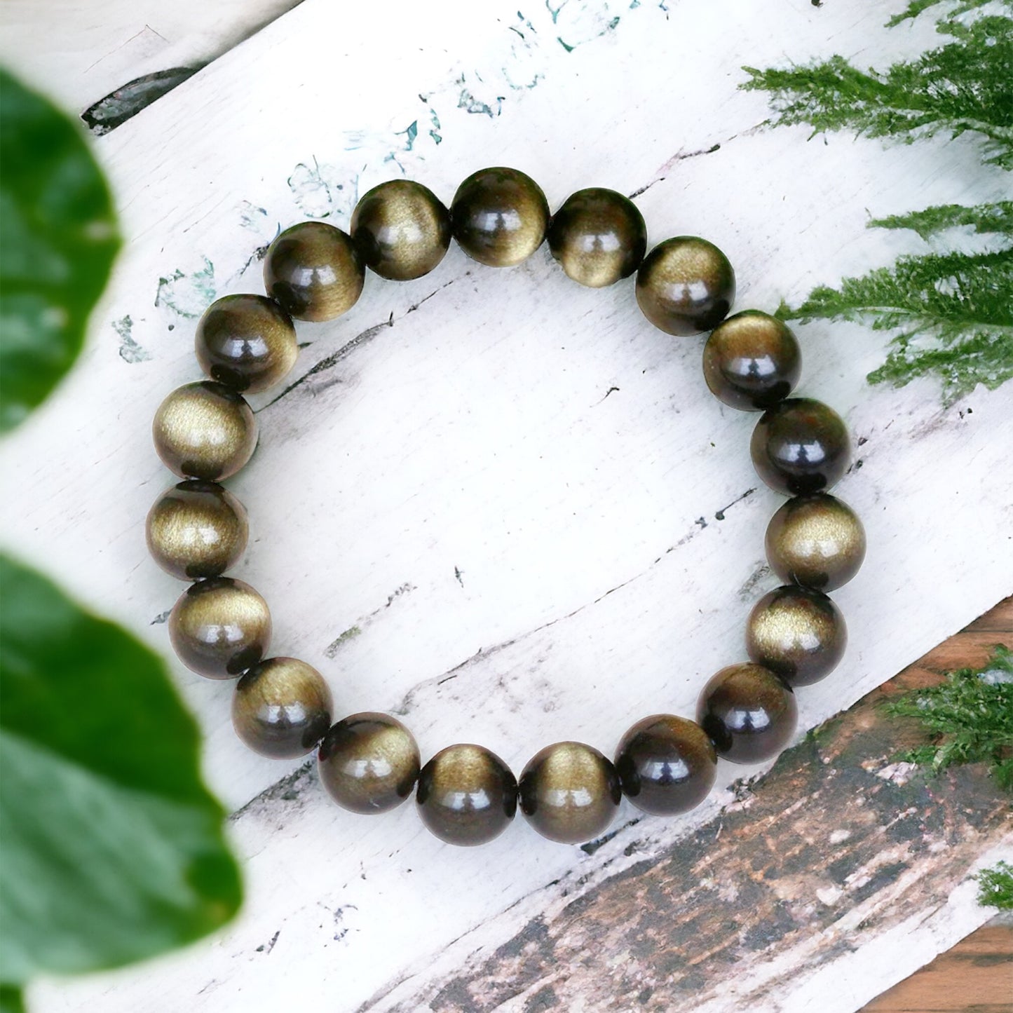 Natural 7A+ Golden Obsidian Bracelet with Cat's Eye Effect  - Prosperity, Protection