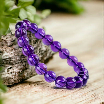 Natural 7A+ Amethyst Crystal Quartz Beads Bracelet - Peace