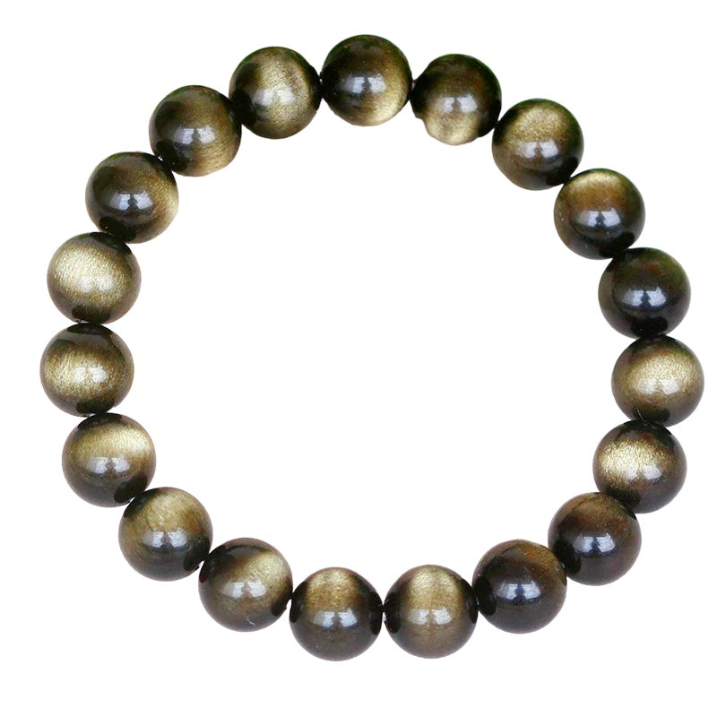 Natural 7A+ Golden Obsidian Bracelet with Cat's Eye Effect  - Prosperity, Protection