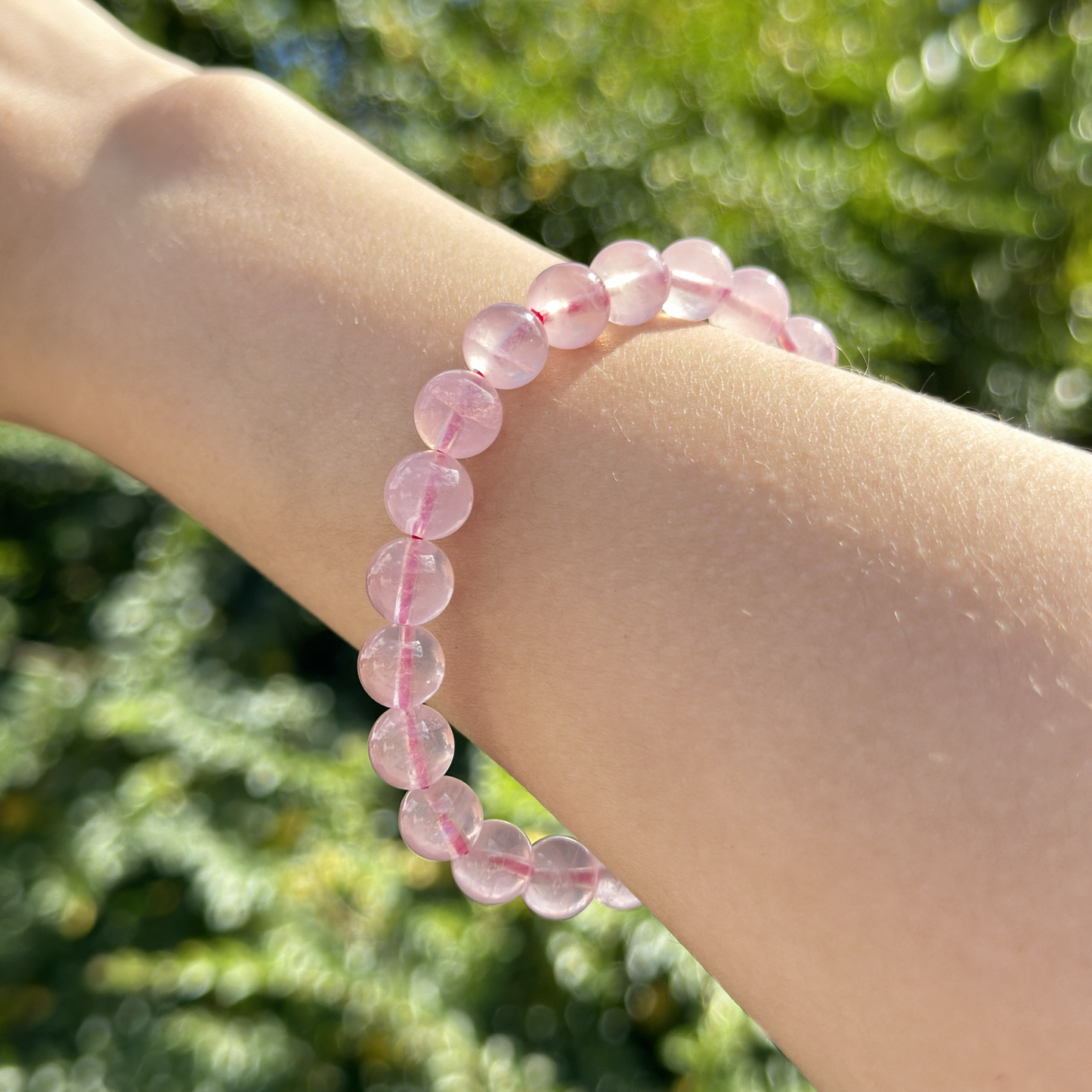 Natural 7A+ Pink Crystal Quartz Beads Bracelet - Love