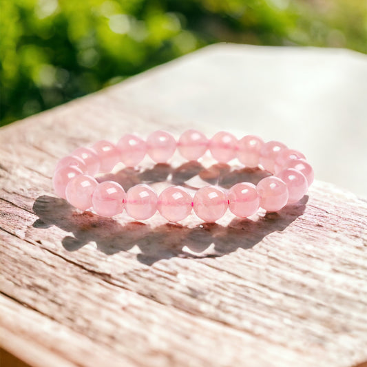 Natural 7A+ Pink Crystal Quartz Beads Bracelet - Love