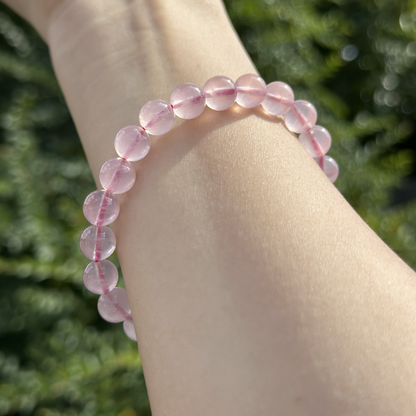 Natural 7A+ Pink Crystal Quartz Beads Bracelet - Love