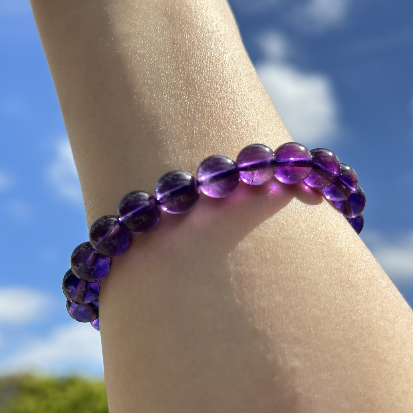 Natural 7A+ Amethyst Crystal Quartz Beads Bracelet - Peace