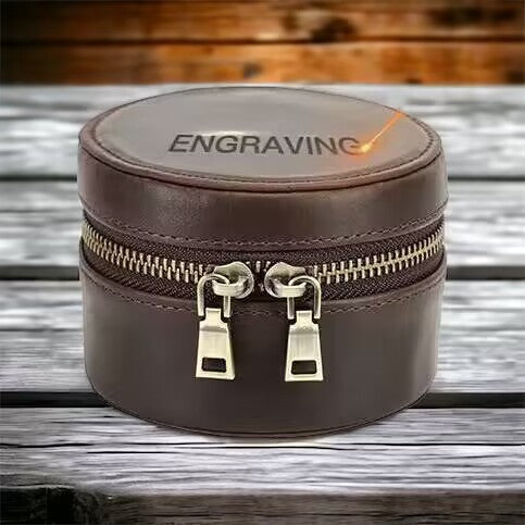 Genuine Leather Single Slot Round Watch Storage Box oohche