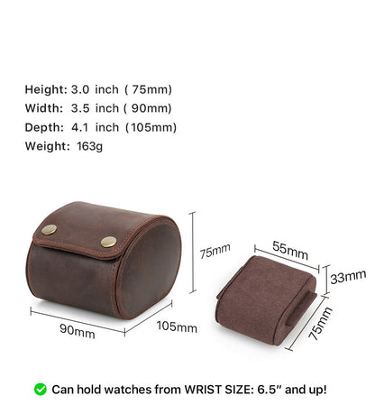 Genuine Leather Single Slot Watch Storage Case oohche