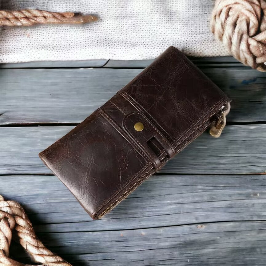 Unisex Genuine Leather RFID Phone Wallet oohche