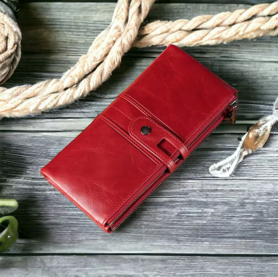 Unisex Genuine Leather RFID Phone Wallet oohche