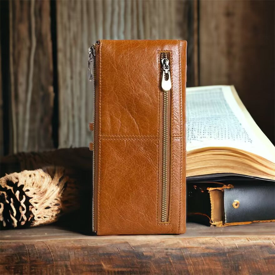 Unisex Genuine Leather RFID Phone Wallet oohche