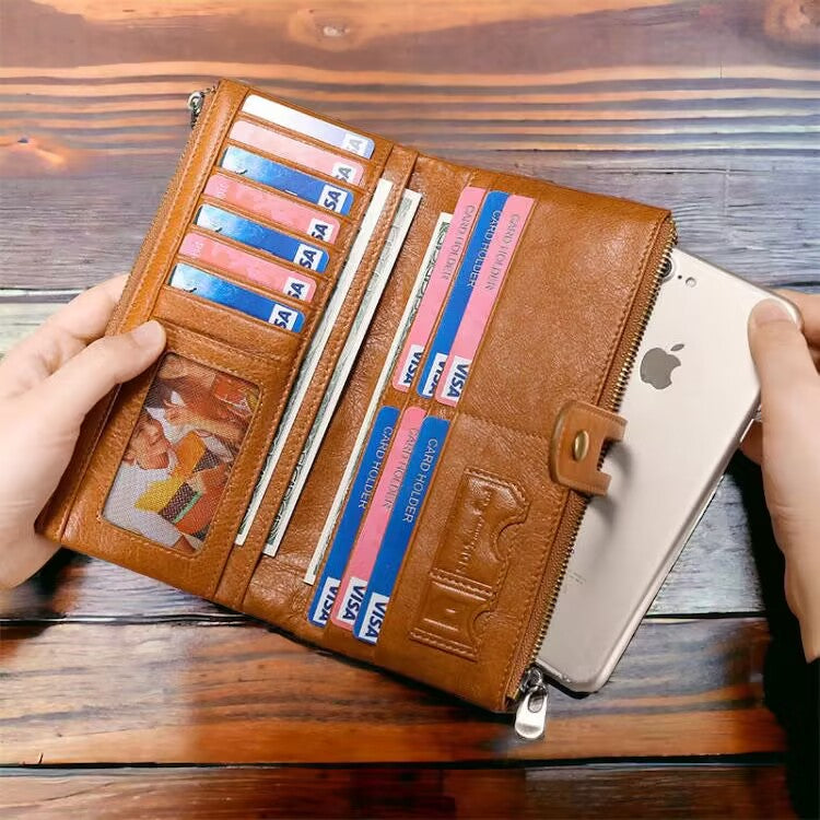 Unisex Genuine Leather RFID Phone Wallet oohche