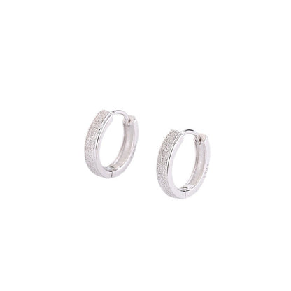 Unisex Sterling Silver Lucky Matte Texture Minimalist Earring oohche