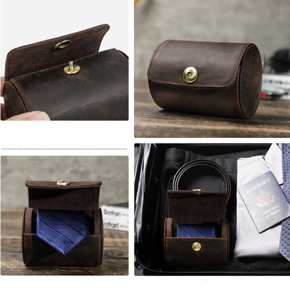 Genuine Leather Single Slot Tie Storage Case