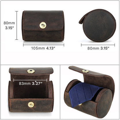 Genuine Leather Single Slot Tie Storage Case