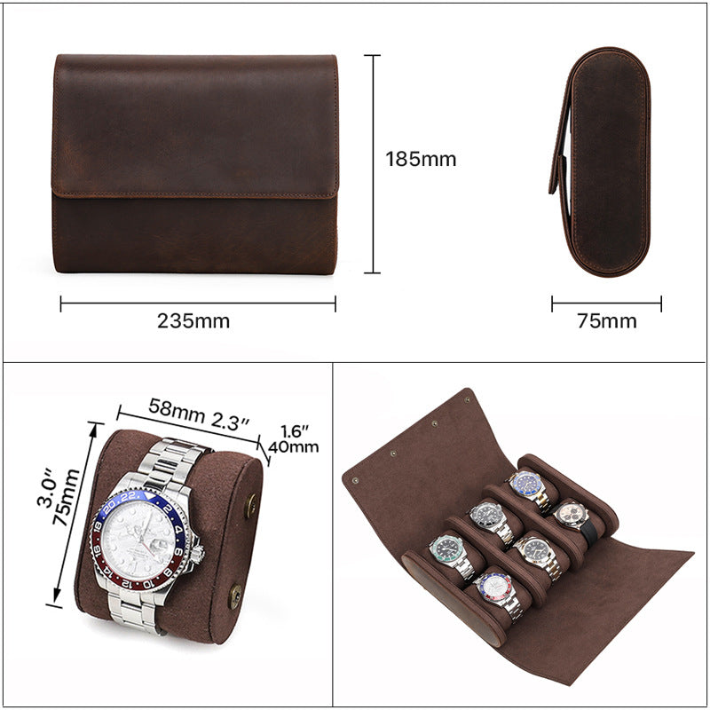 Genuine Leather 6 Slots Watch Storage Box