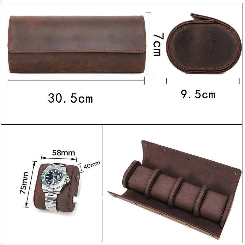 Genuine Leather 4 Slots Watch Storage Box