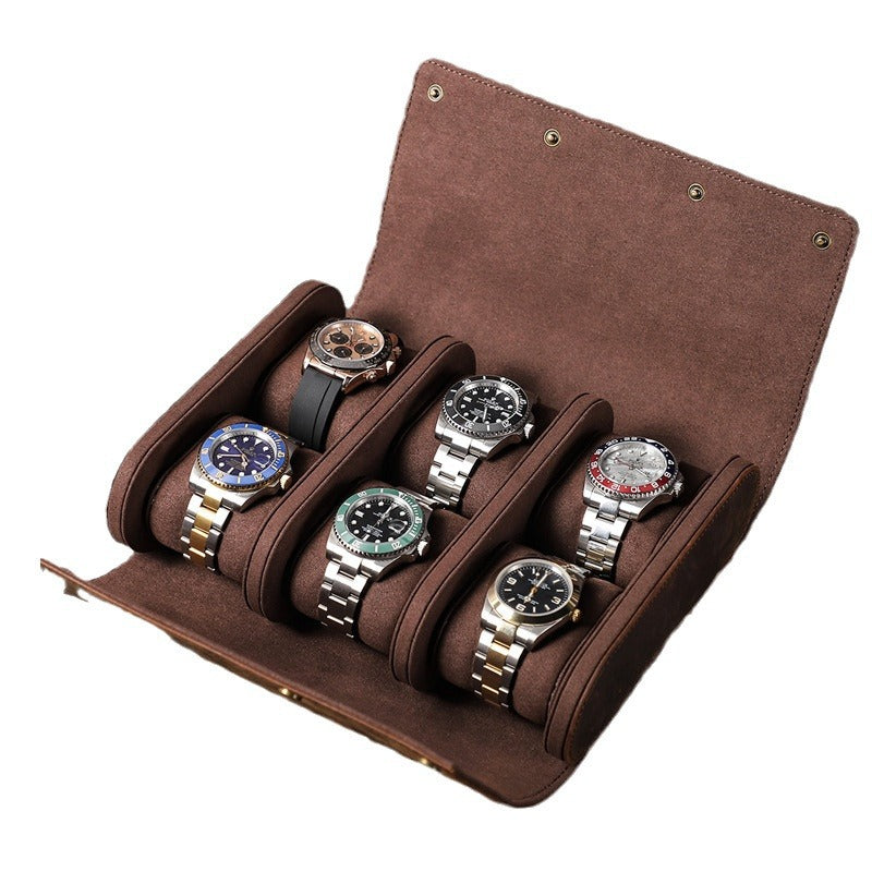 Genuine Leather 6 Slots Watch Storage Box