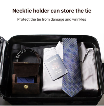 Genuine Leather Single Slot Tie Storage Case